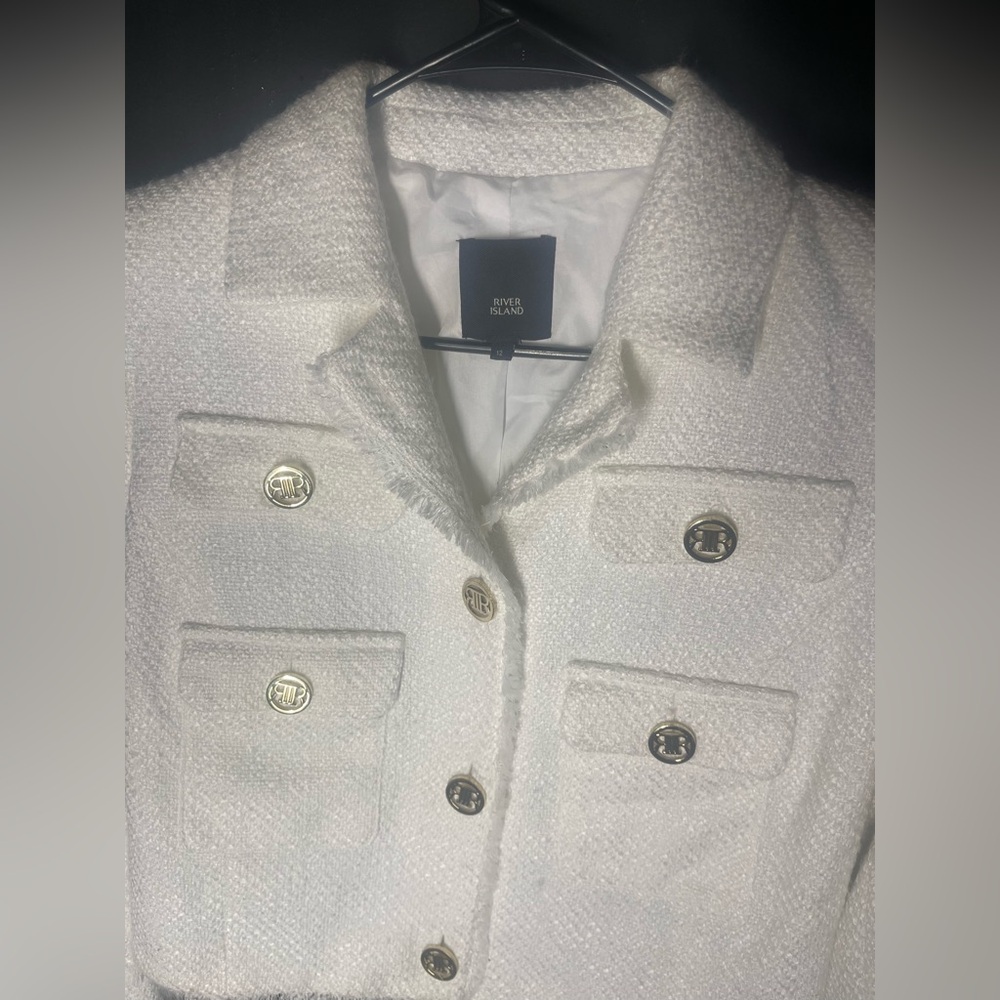 River Island Ivory Textured Suit Jacket size 12 - Picture 3 of 4
